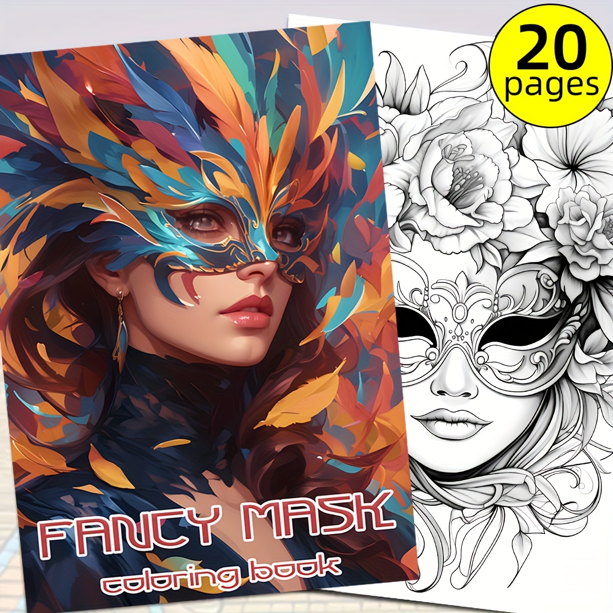 

Creative Fancy Mask Coloring Book For Adults - 20-page Thick Design, Perfect Gift For Friends & Family, Ideal For Holidays & New Year's, 6.69x9.84 Inches