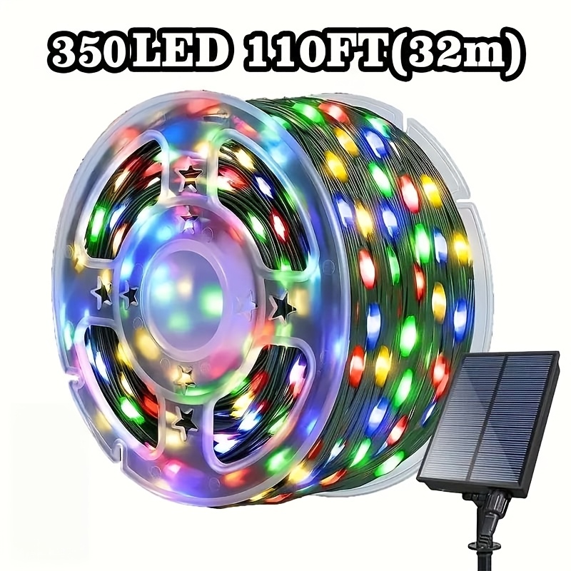 TEMU 350 Led 110 Ft Outdoor Solar String Lights, Led Fairy String Lights, Multicolor String Lights, 1500 High Brightness Light Beads, 8 Lighting ,