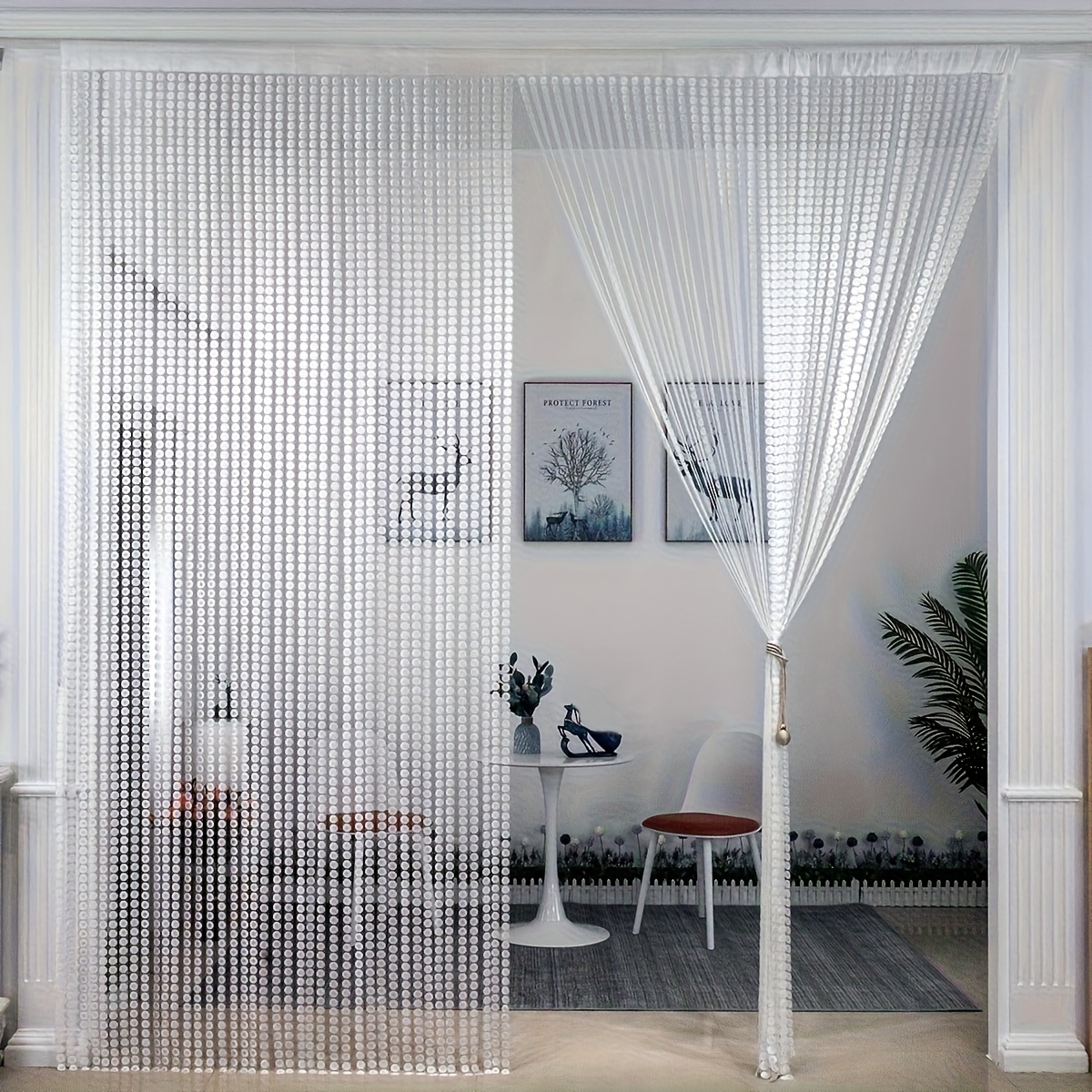 Image of Copper Coin Pattern Fringe Curtain, Partition Curtain, Door Curtain, Hanging Curtain, Window Curtain, Window Screen, Wedding Bedroom Decoration, Girly Store Background, Hotel Decorative Curtain
