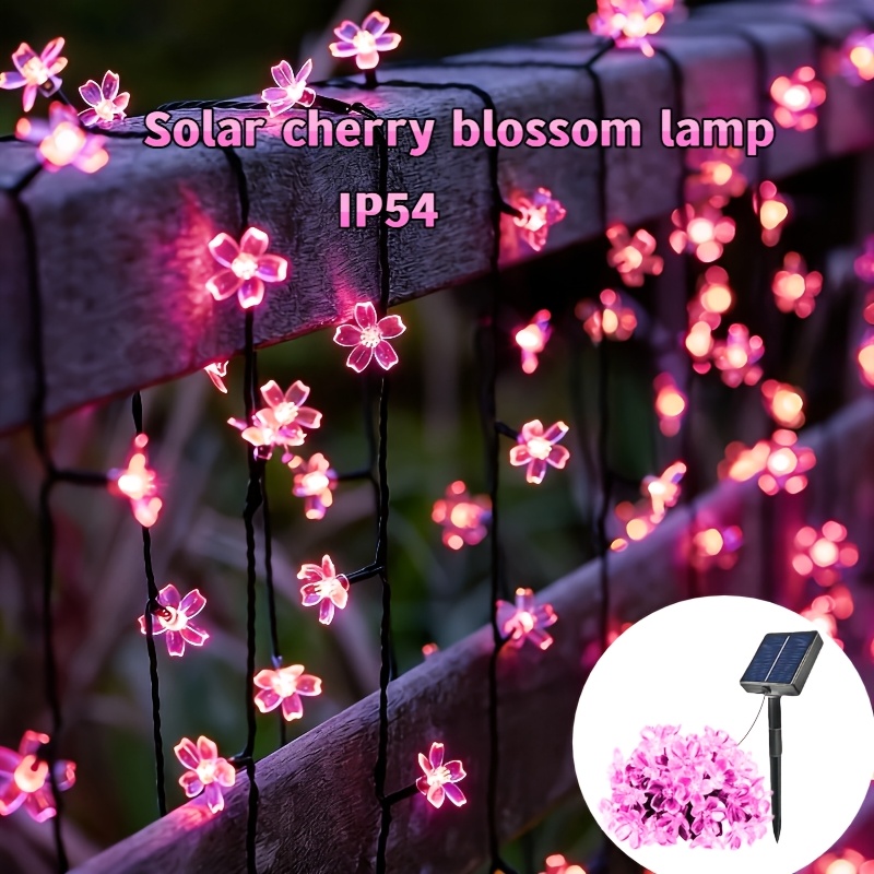 lampa solarna w kształcie kwiatu wiśni, idealna do tworzenia romantycznej atmosfery na walentynki, ochrona ip54. doskonała do ogrodów, na podwórka, patio, urodziny, imprezy, balkony i   bajkowe oświetlenie wewnątrz.