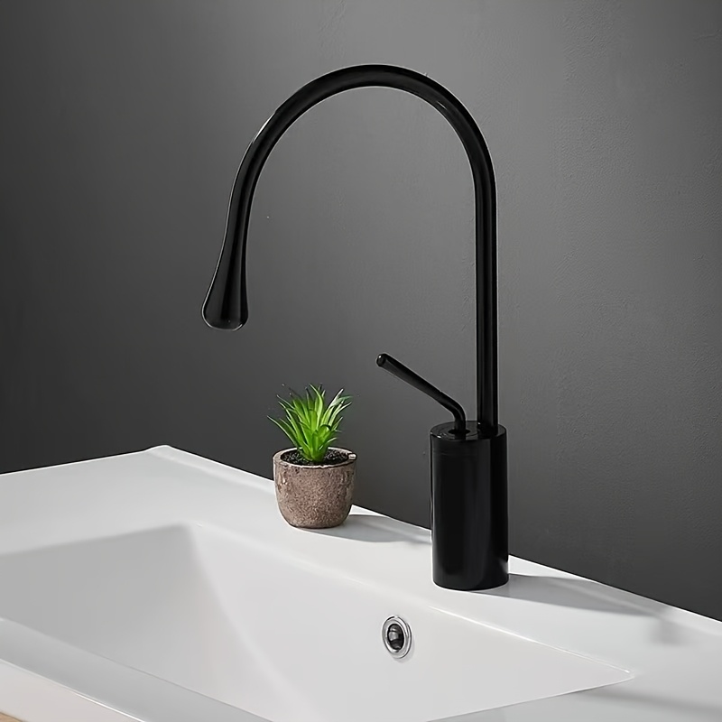 Robinet De Vasque De Salle De Bain Haut 11 Pouces, Robinets De Lavabo Mitigeur D'évier Montés Sur Le Pont, Robinets En Laiton Monobloc à Poignée Unique En Céramique Chrome Noir Or De