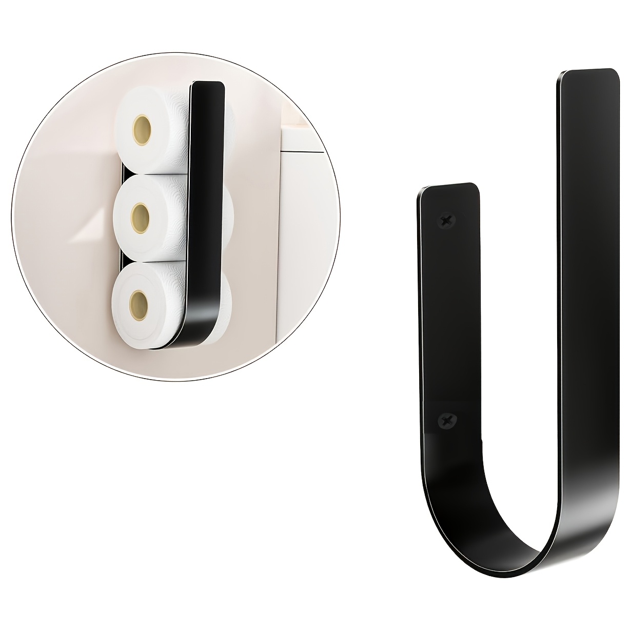 Image of Minimalist Toilet Paper Holder, Towel Rack And Hooks. Wall Mounted Paper Towel Holder Holds 3 Rolls Of Paper. Paper Towel Storage Rack, Suitable For Bathroom, Kitchen, Living Room, Bedroom And Rv