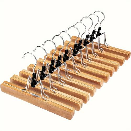 3pcs 6pcs 10pcs with clip non slip smooth solid wood loose hanger 360 rotating hook pants jacket rack skirt hanger christmas christmas gifts new year gifts