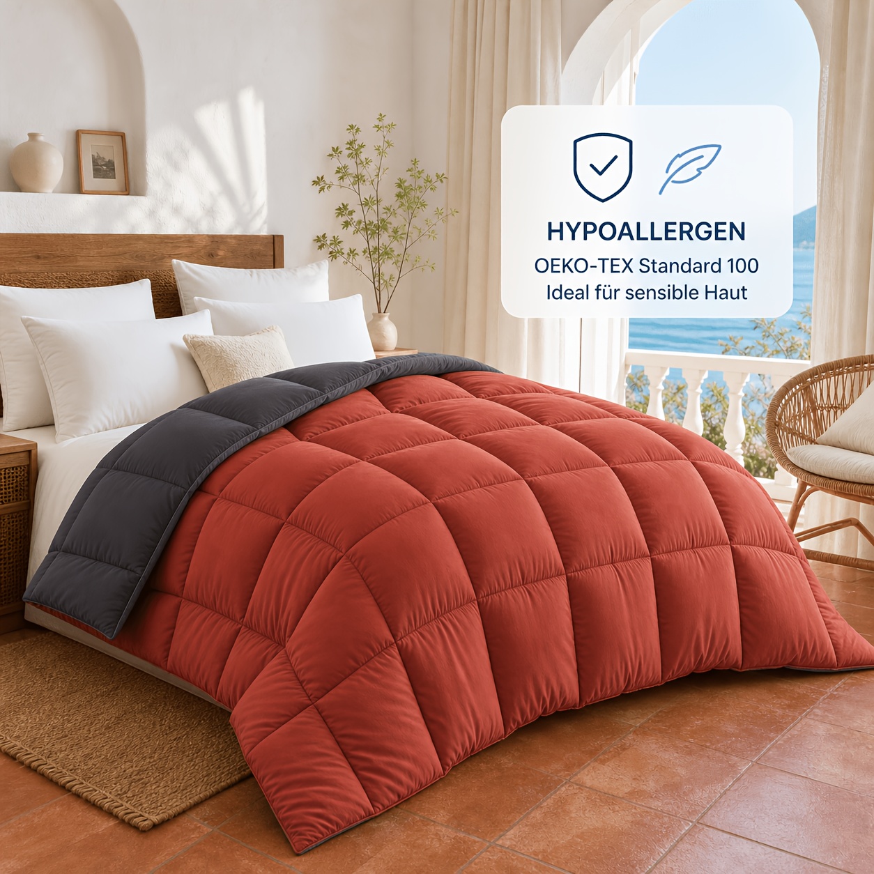 TEMU Premium All-year Duvet Bedding, For Allergy Sufferers, Soft, Microfiber Blanket Cozy And Lightweight Quilt, Washable At 95Â°c Reversible