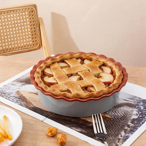 1pc 8 3inch ceramic pie dish with style round baking pan handcrafted elegant bakeware for pie kitchen cooking microwave and dishwasher safe perfect gift for