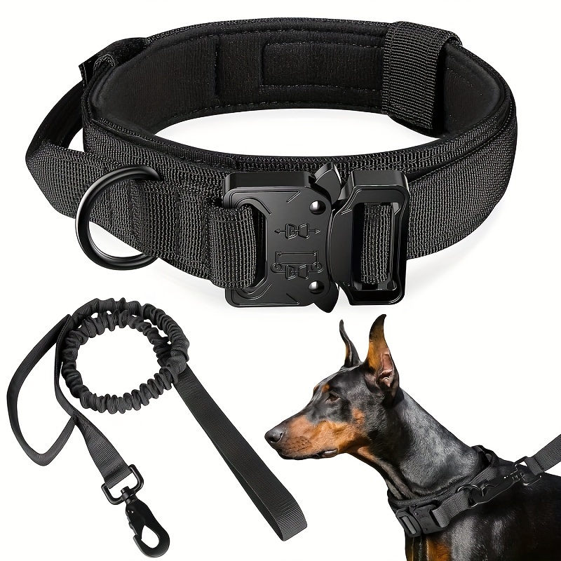 

Heavy Duty Nylon Dog Collar With Leash Set, Adjustable Training Dog Collar With Control Handle And Heavy Metal Buckle For Medium And Large Dogs Daily Training And Walks