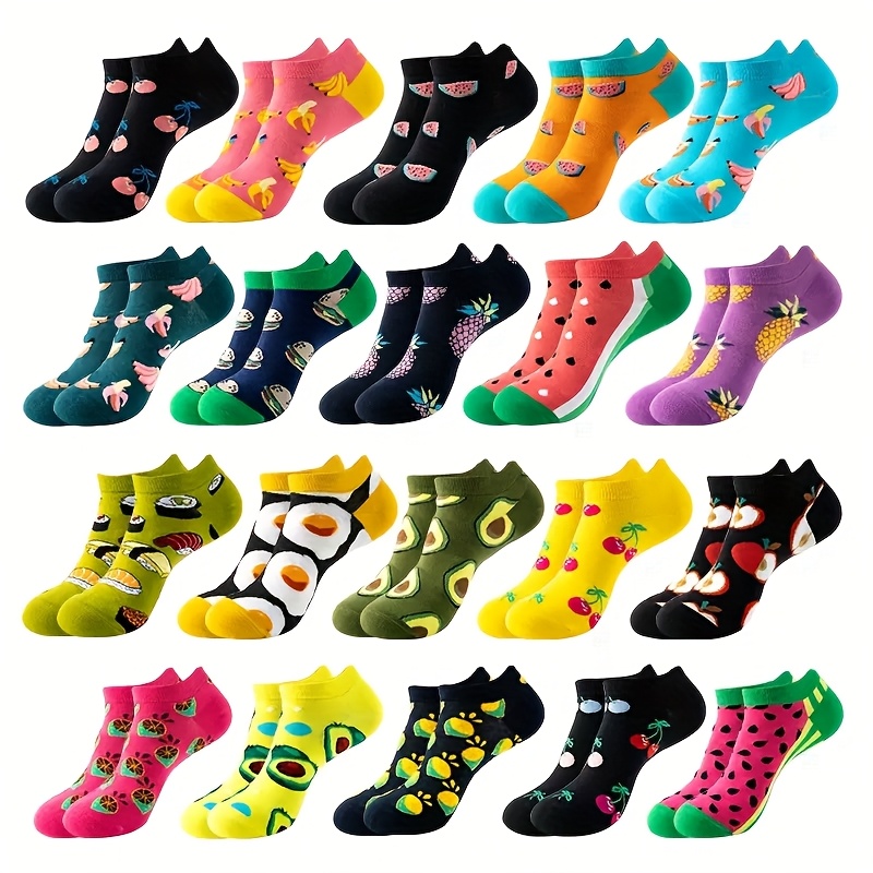 TEMU 10 Pairs Women' & Ankle Socks - High Soft Breathable Quick-dry, Assorted Vibrant Patterns, Machine Washable For Spring Summer Casual Wear, Novelty Socks, Footwear, Comfortable Footwear