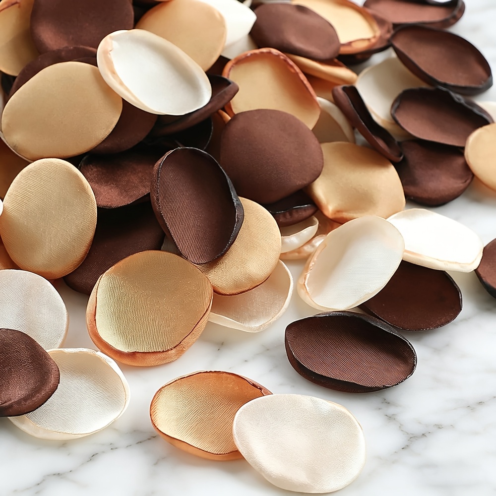 TEMU Silk Rose Petals, 111/184/210/392pcs, Brown, For Wedding Basket, Aisle Toss, Table Centerpiece, Party Confetti, Bridal Shower, Romantic Evening