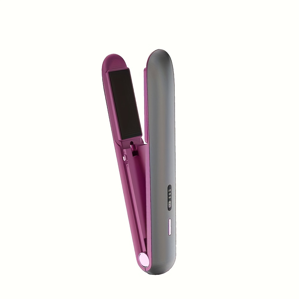 Alisador y rizador de pelo inalámbrico 2-en-1, batería de litio recargable de 4000Mah, carga USB de 24W, 3 ajustes de calor para todos los tipos de cabello, plancha portátil para estilos lisos y rizados