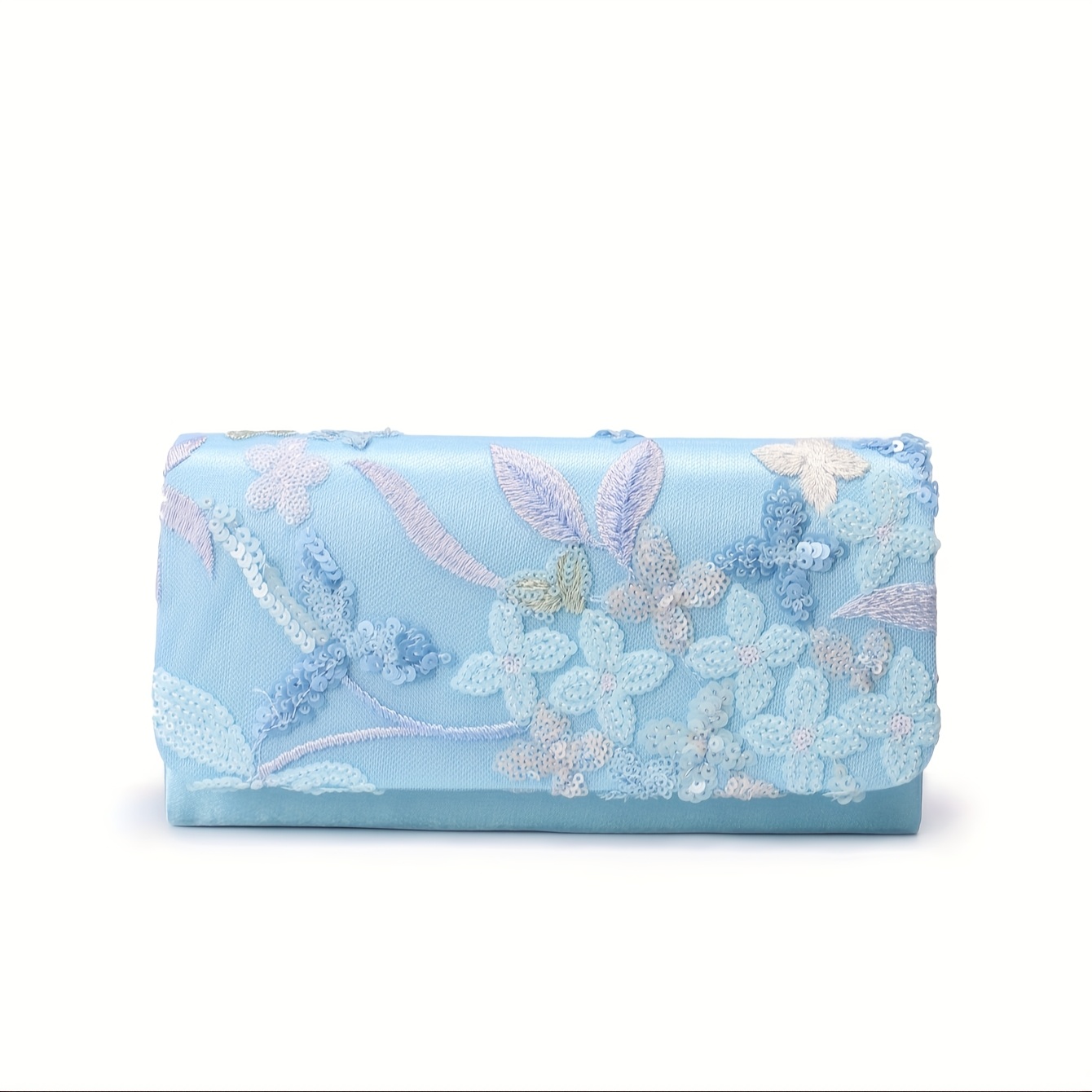 TEMU 【レディース】キラキラ刺繍入りブライダル - エベニングバッグ、取り外し可能なショルダーチェーン付き。ブライダルやパーティーギフト（誕生日/記念日）に最適。な花柄デザインの生地を使用。