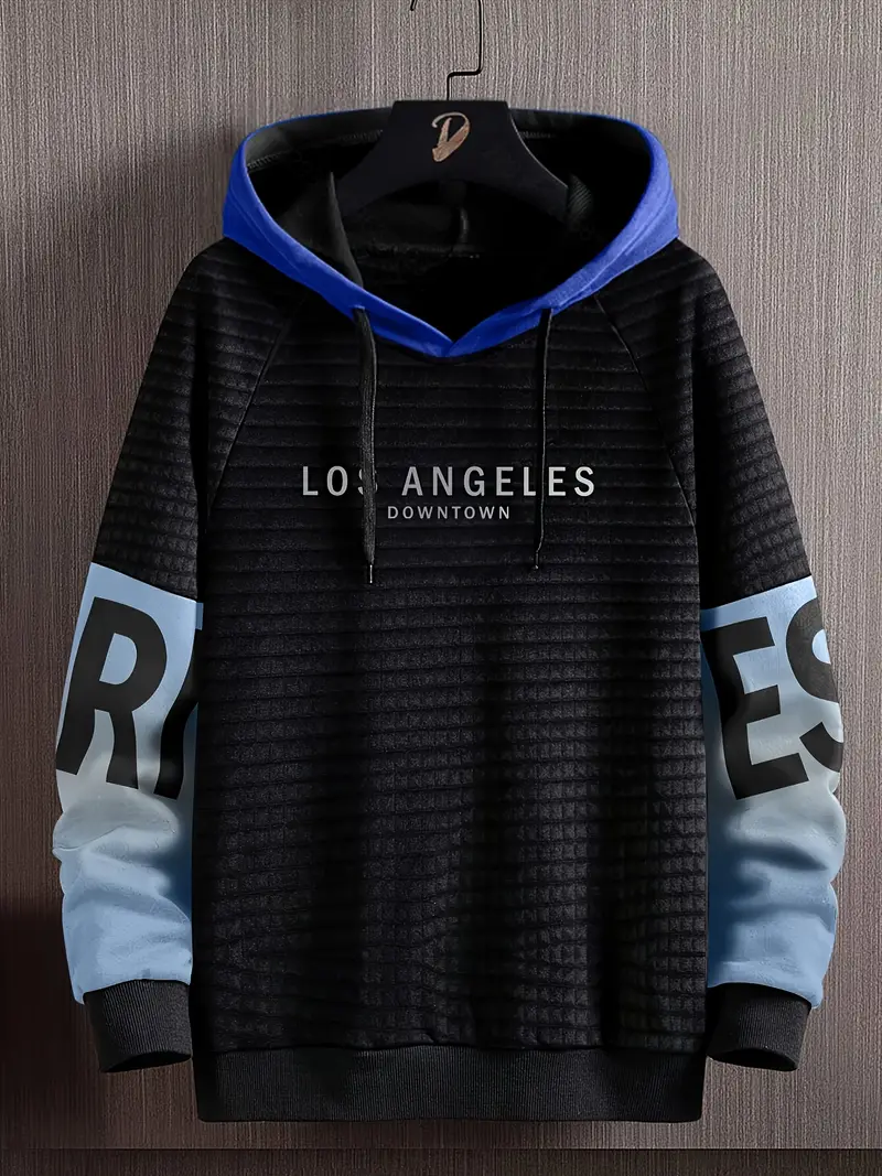 Light Blue Men'S Los Angeles Cityscape Graphic Hoodie