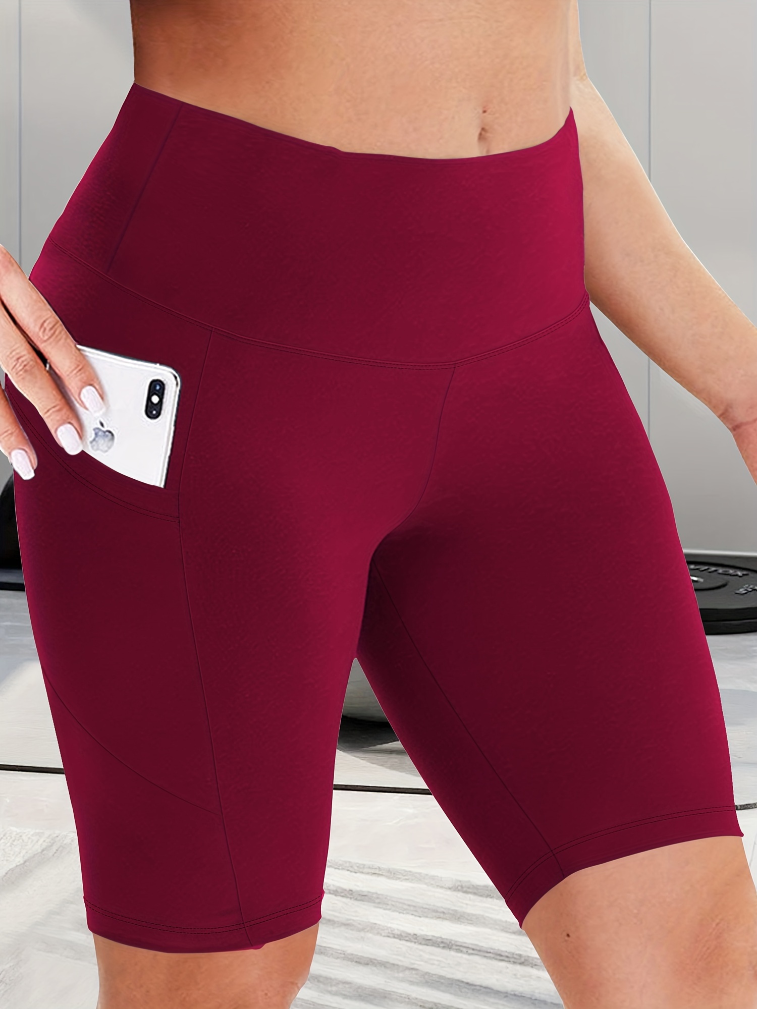 Women's High-Waist Shaping Shorts with Crescent Pockets - Black, Stretchy Tummy Control, Mid-Thigh Length, Machine Washable, Summer Casual Wear, Everyday Compression Wear | Sleek Design | Tummy Control Shorts