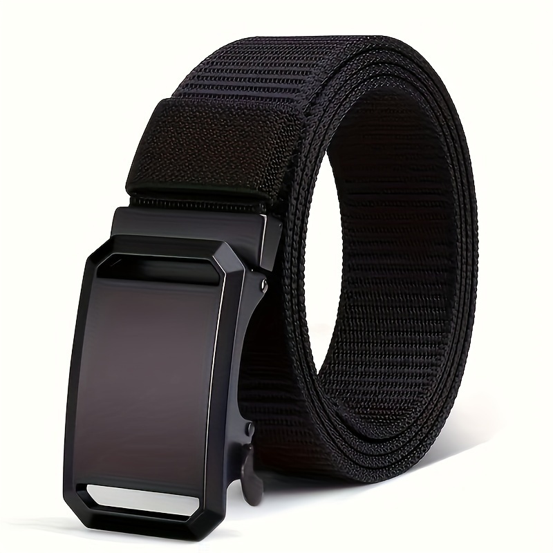 

Stylish Men's Nylon Belt With Automatic - , Adjustable & For Jeans And Casual Wear, Black