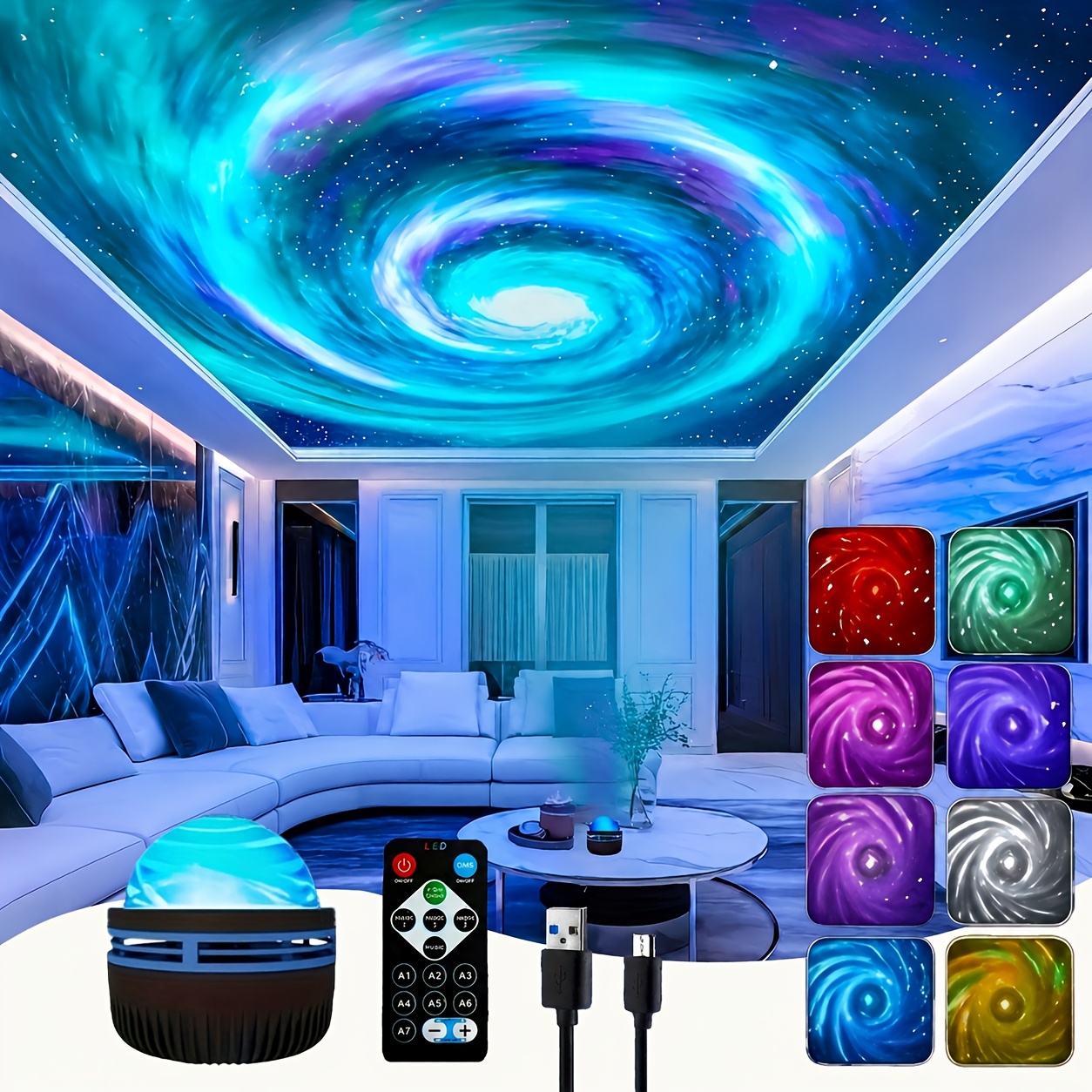   starry sky rotating projector led star projector night light with remote control movable lighting effects usb plug in   star projector with 16 light colors for wedding decorations holiday parties   decor