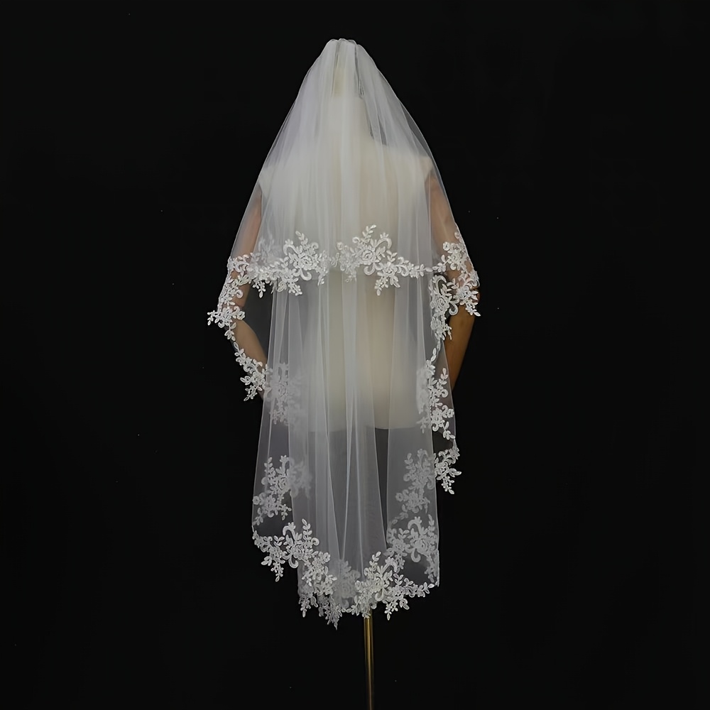 vintage short veil brides double layer wedding veil short