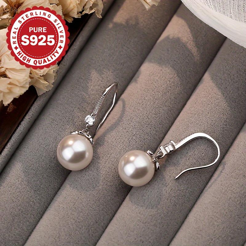 S925 Pure Silver Shell Pearl Earrings for Women