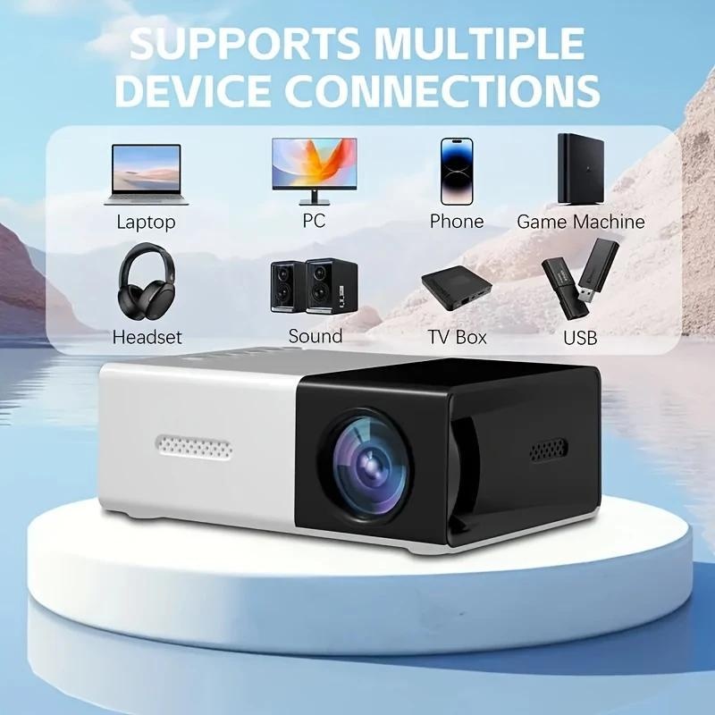 Mini Projecteur LED Full HD 1080P Portable WiFi - Vidéoprojecteur Pour Maison, Extérieur, Camping Blanc