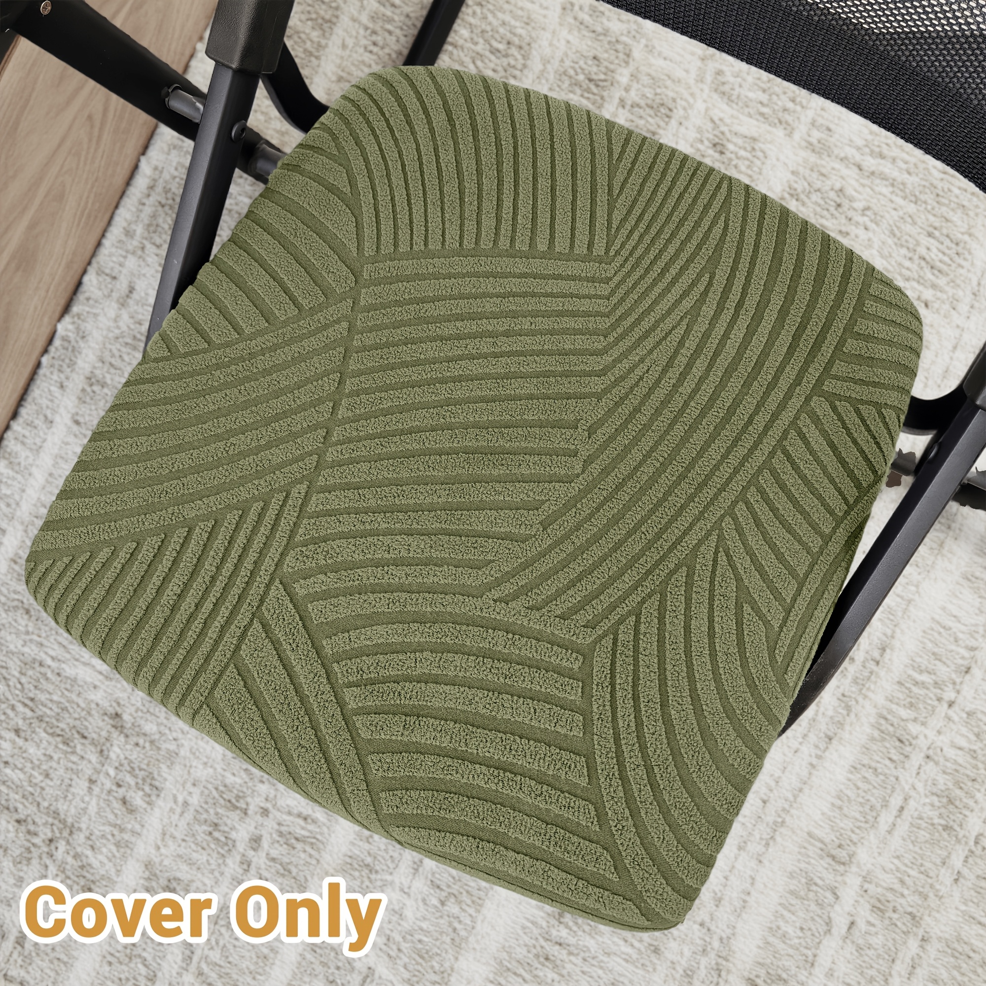 TEMU 1pc Of Abstract Line Pattern Fleece Stretch Office Chair Cover, Foldable Office Chair Seat Protector, Machine Washable And Reusable. Cover Only,