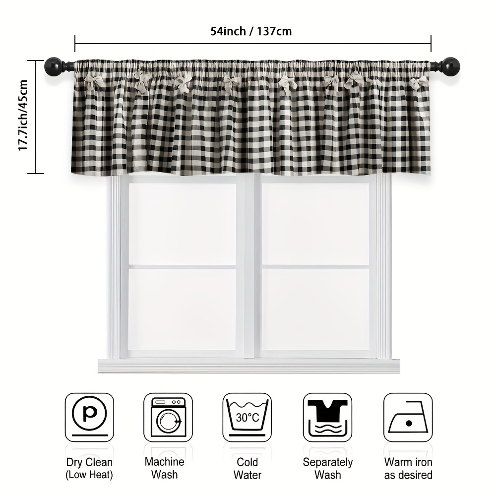 TEMU 1 rideau imprimé élégant à carreaux – Apportez style et couleur à votre espace. Idéal pour fenêtres de cuisine, chambre et salon. Installation
