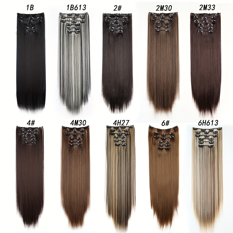 elegant womens long straight hair extensions heat resistant synthetic clips for blonde black hair daily use stylish hairpiece heatresistant hairpiece durable hairpiece details 4