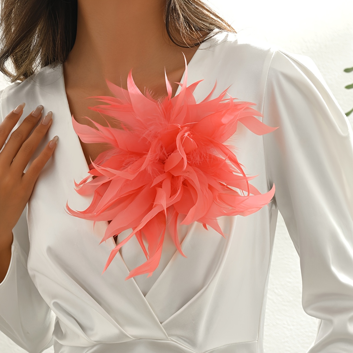 Vibrant Pink and Orange Feather Brooch Bright Feather Bird Brooch - Etsy main image 3