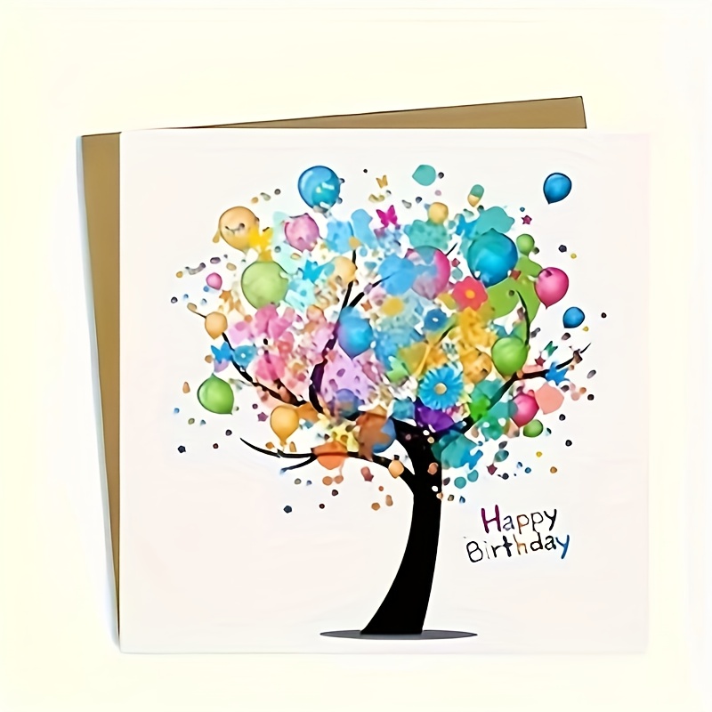 A Birthday Balloon Tree Card, A Beautiful Birthday Card, Happy Birthday To You, And An Interesting Birthday Card (greeting Card And Envelope) Suitable For Everyone