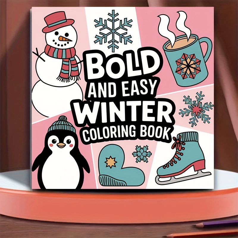 

1pc Winter-themed Coloring Book, 20 Pages Soft Cover With Bold & Easy Patterns, Thick Paper Material For Christmas, , Thanksgiving, No Battery Required, Ideal Gift , Family & School Parties