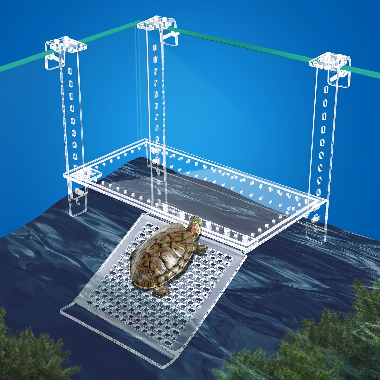 Plataforma Solar Para Tortugas Acuáticas – Con Luz, Rampa Antideslizante, Hábitat Colgante Para Tanques