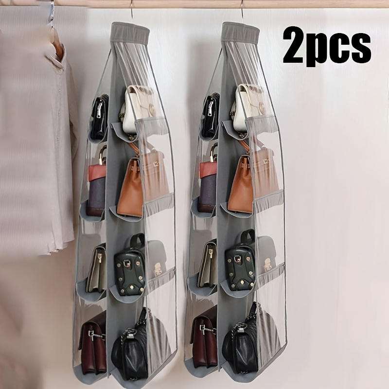 TEMU Borsa portaoggetti da appendere 1/2 pz, scaffale portaborsa a 8 tasche, per armadio, salvaspazio, borsa portaoggetti per la casa