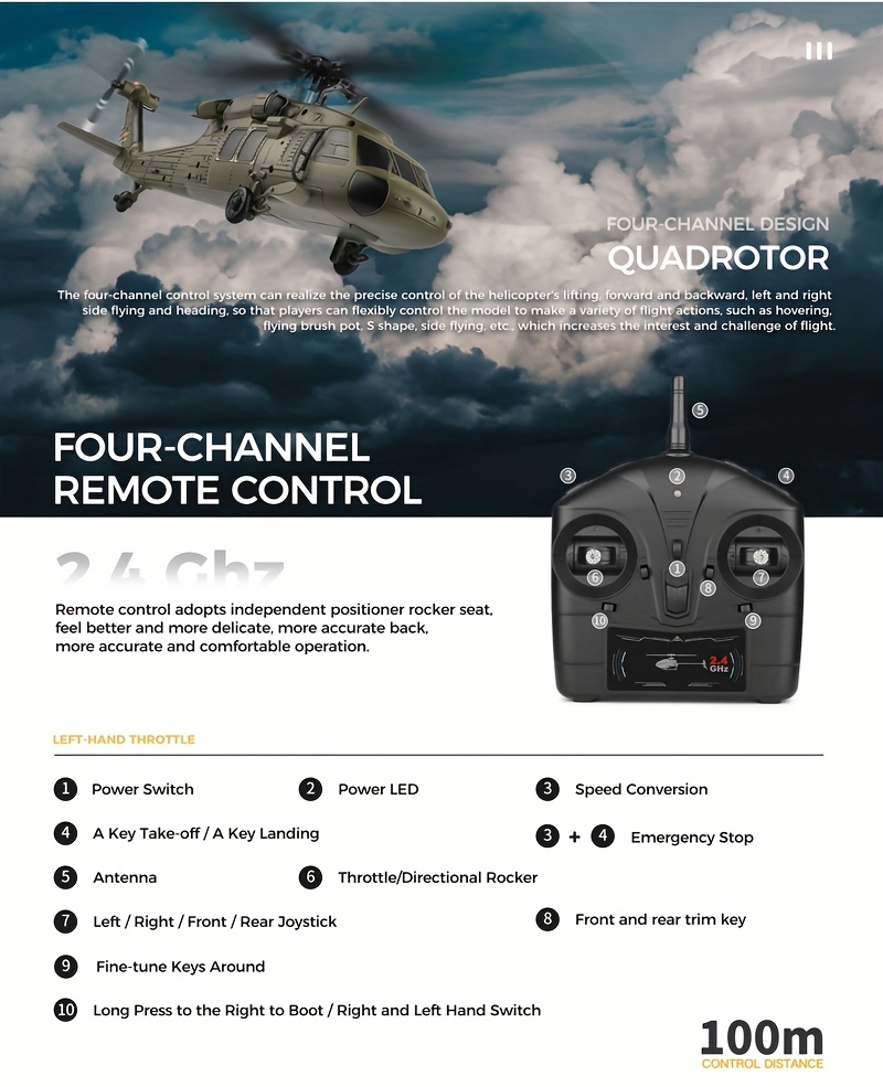 WLtoys K170 Blackk Hawk UH-15.85gal 170 RC Helicopters 2.4G 4CH Flybarless 1106 External Brushless Motor RC Helicopter Toys for Adults Boys