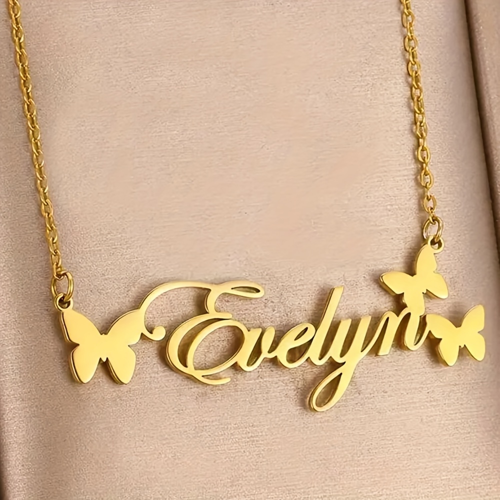 Exquisite Butterfly Name Pendant Necklace, Customizable Gift for Her