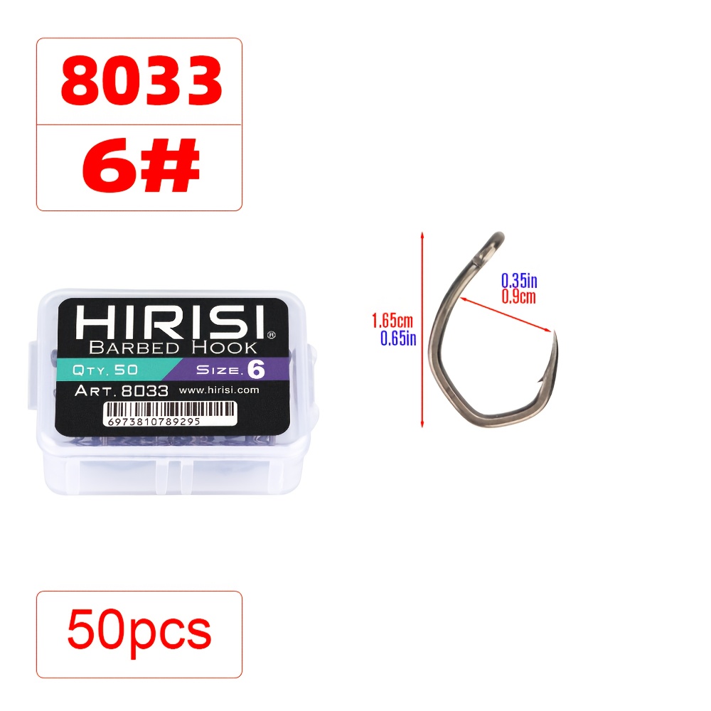 TEMU 50pcs Fishing Hooks Set Carbon Steel Single Circle Fish Hook Barbed Carp Hooks Sea Tackle Accessories