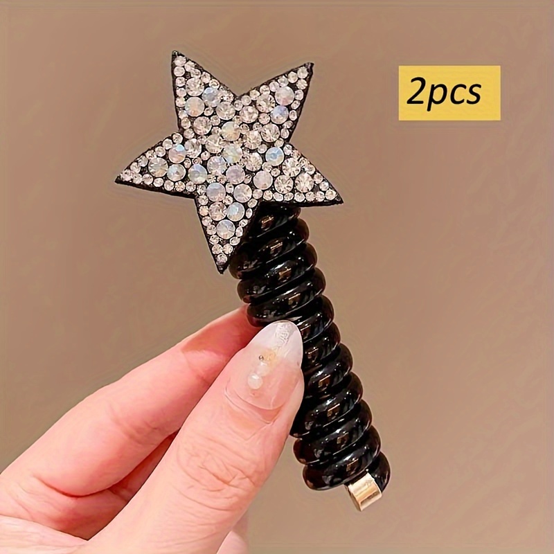 Image of 2pcs Telephone Cord Headband, Cute Star Telephone Cord Hair Tie For Girls