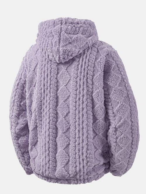 autumn winter mens jacquard plush zipper cardigan hooded sweatshirt jacket coat cardigan sweatshirt hooded warm sweatshirt soft and comfortable fabric