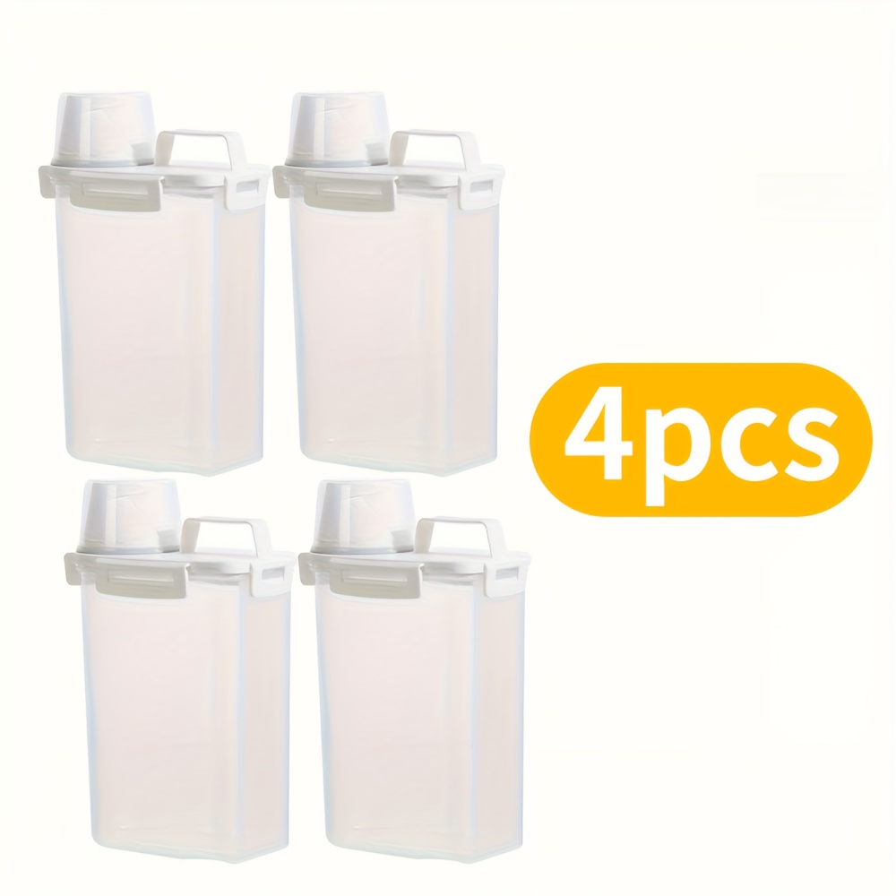 Image of 4pcs Plastic Food Storage Container With -leak-proof And Insect-proof, Hand-washable, Reusable, Round Transparent Pantry Storage Suit, Suitable For Grains, Rice, Flour