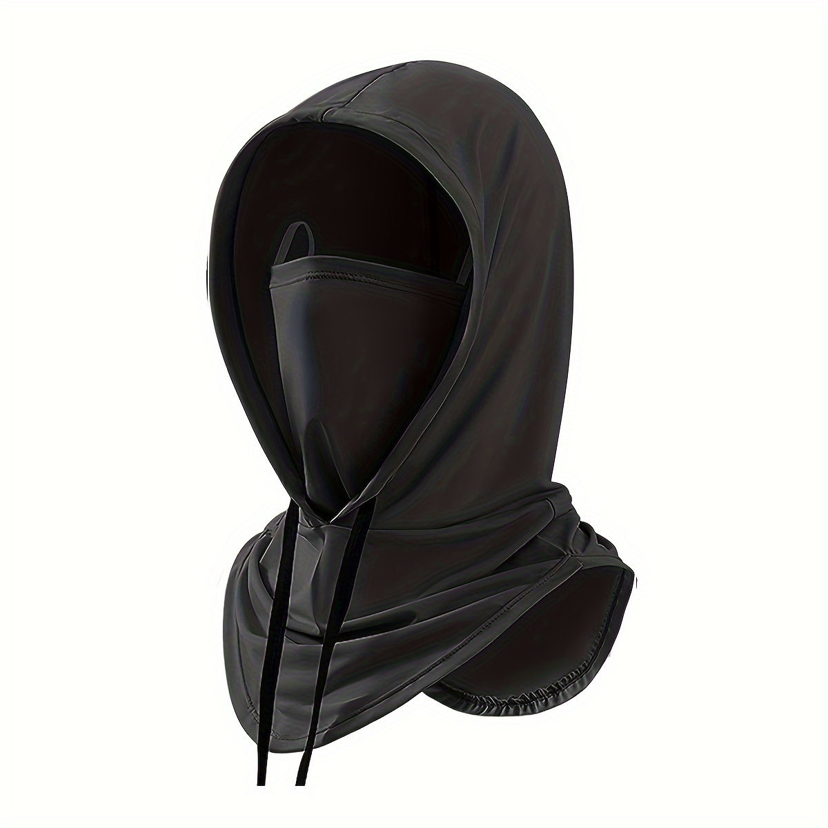 TEMU Versatile Balaclava Hood With Detachable Mask - Windproof, Breathable Full Face Cover For Cycling, Motorcycling & Outdoor Activities - Black