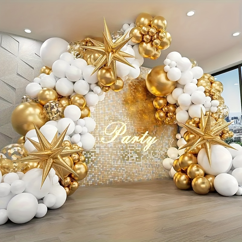 

121 Piece Golden And Garland Arch Kit For Weddings, Valentine's Day, Birthdays - And Foil Balloons Set For All Indoor & Outdoor Decoration, No Electricity Required