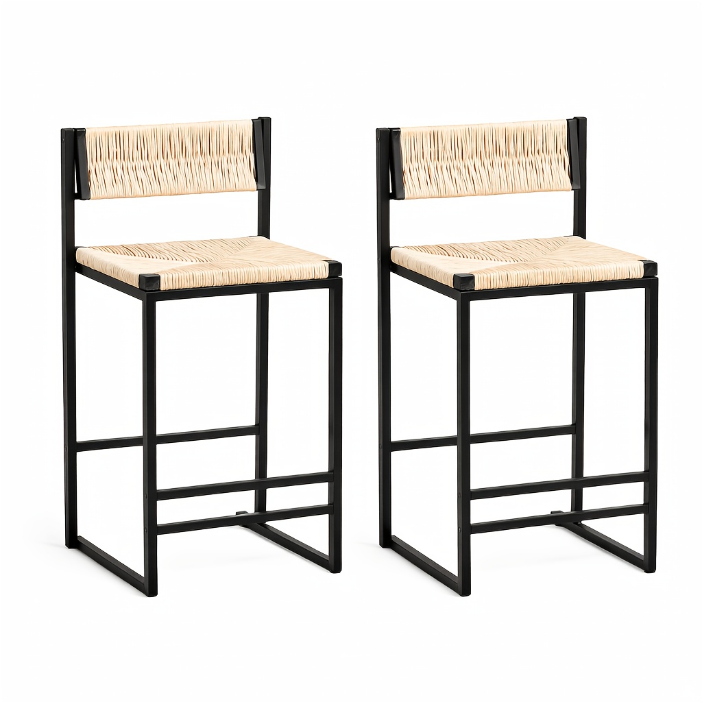 Set Of 2 Modern Oriental Style Bar Stools, Velvet Upholstered Counter Height Chairs with Backrest & Footrest, Golden Metal Frame Kitchen Island Dining Stools, Multi-Color & Multi-Finish New Asian Aesthetic