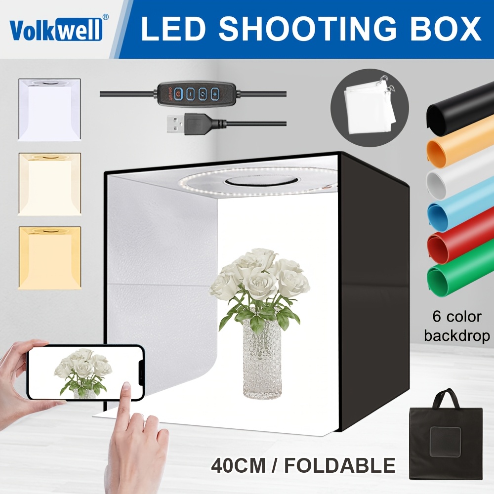 TEMU 40cm Led Photography Light Box With A Featuring 140 Led Beads And Adjustable Brightness At