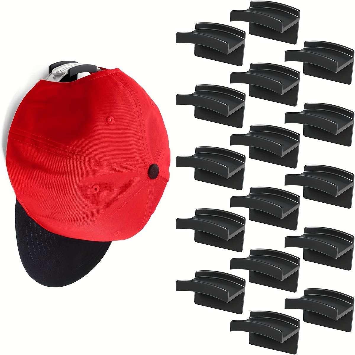 

Minimalist Hooks - 4/8/12pcs For Baseball Cap Display | Strong Adhesive Wall Mount Organizer