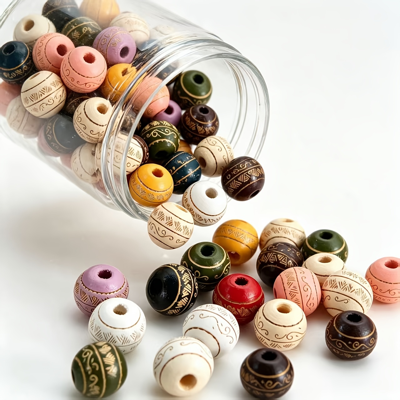 9pcs Large Hole Wooden Barrel Beads for Crafting
