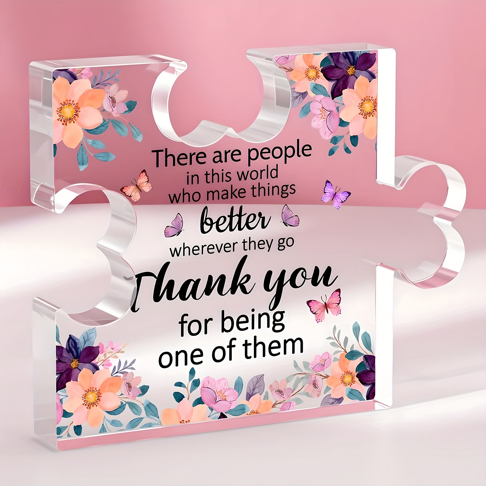 TEMU [2d Flat] 1pc Acrylic Puzzle Plaque With & Inspirational Quote - Large Thank You Gift For Women, Home Office Desk Decoration, Employee