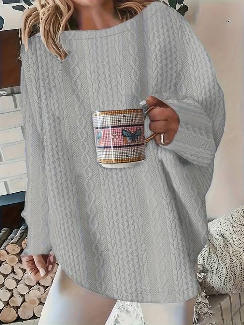 plus size plus size plus size solid texture sweatshirt casual long sleeve round neck pullover womens plus size clothing