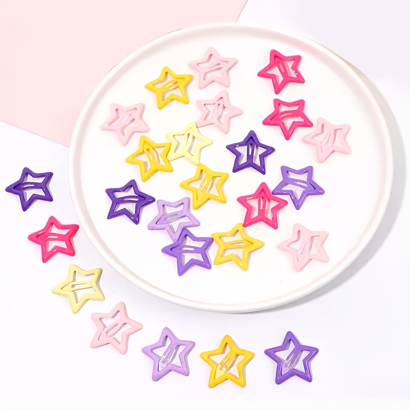 set de 50 pinzas para el cabello con forma de estrella - coloridas horquillas de metal huecas con  , ideales para mujeres - adornos para el cabello estilo bohemio y lindo (bolsa de repuesto, colores aleatorios)