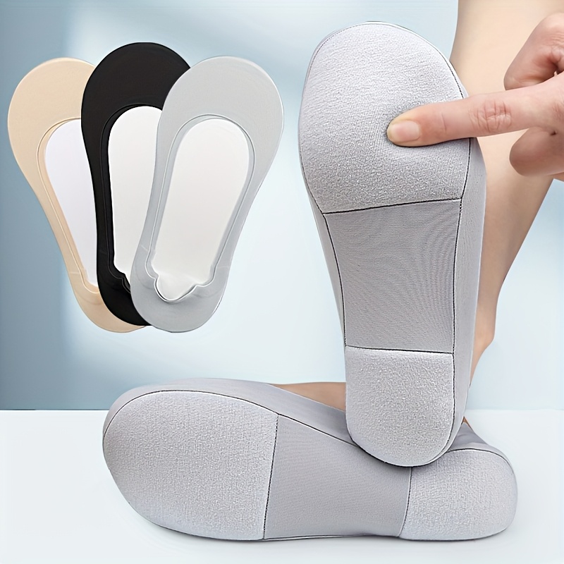 TEMU 3 Pairs Of Soft Sponge, Sweat Absorbing Ice, Invisible Boat Socks, Low Cut, Shallow Mouth, Breathable, Solid Color, Versatile, Comfortable,