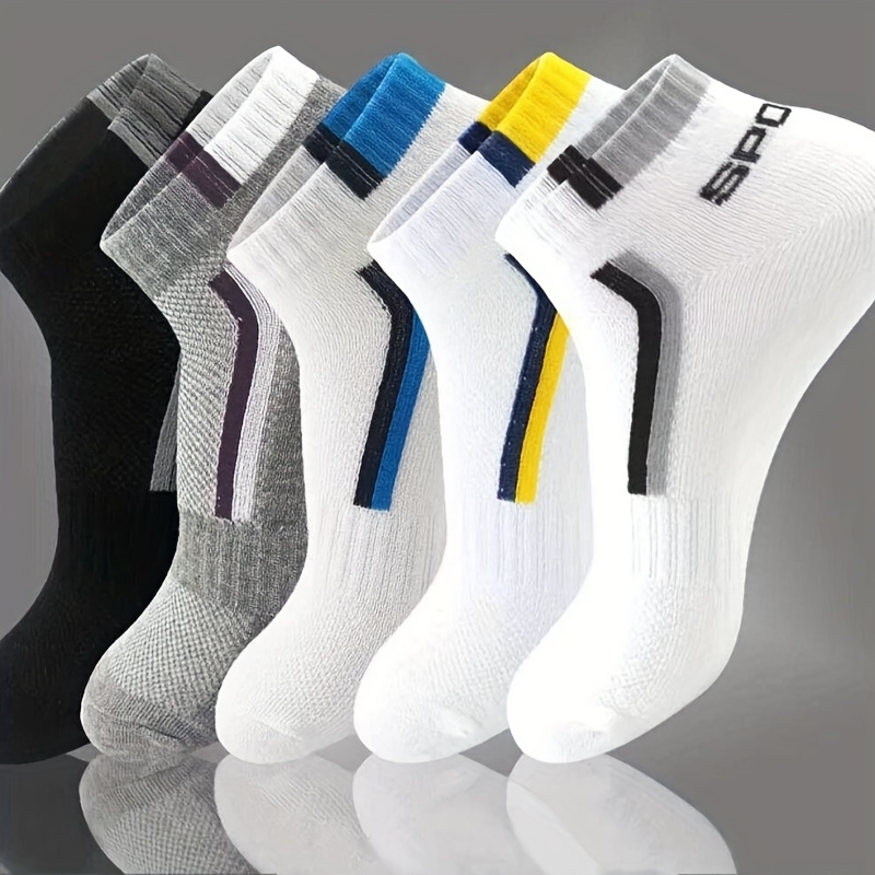 TEMU 5 Pairs Unisex Letter Graphic Socks, Sports & Breathable Low Cut Socks, Casual Stockings & Hosiery For Women