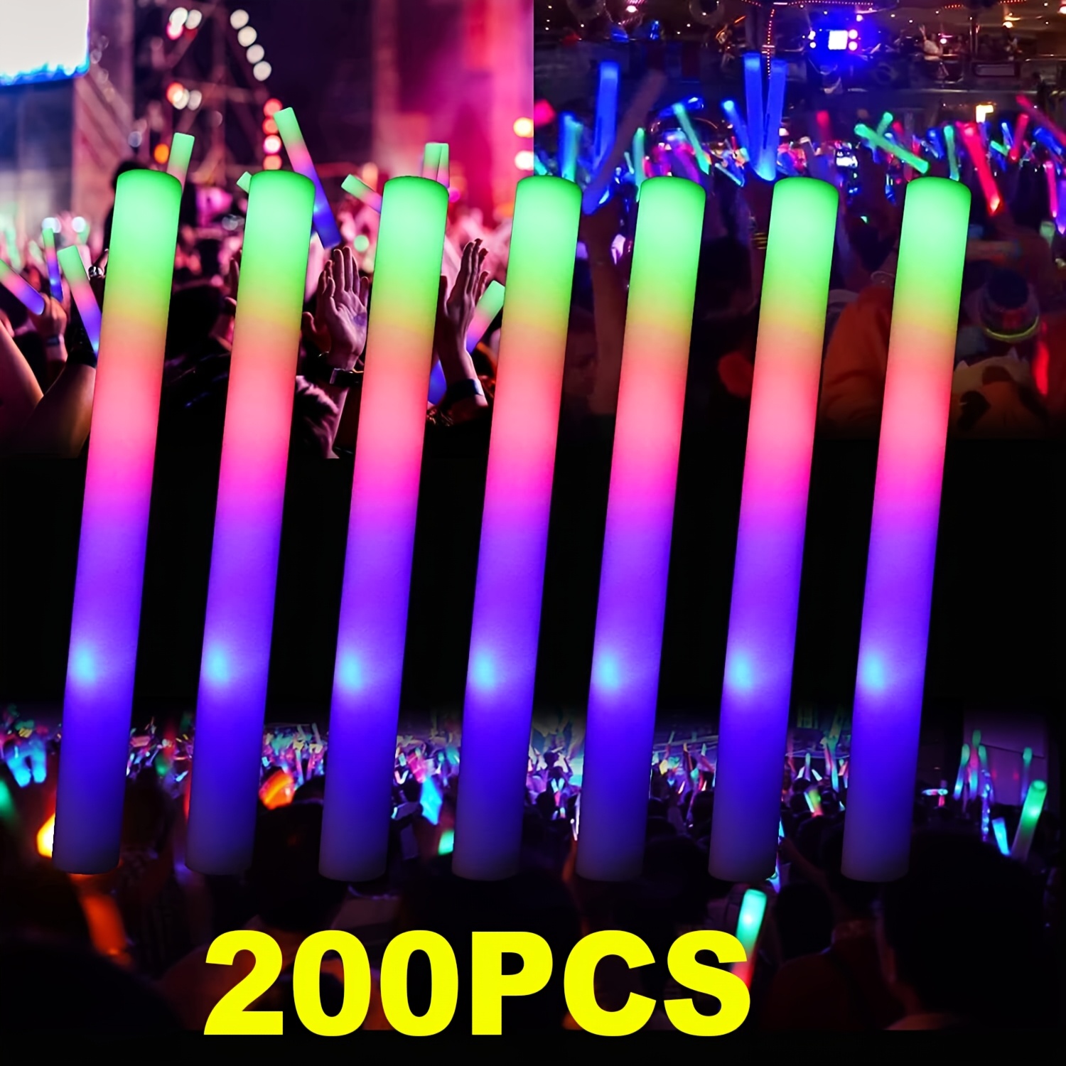 Image of 200pcs Led Foam Light Bulk - 3-color For Weddings, Sporting Events, Concerts, Camping Glow, Light Celebrations, Party Packs, The Best Set Of Supplies For A