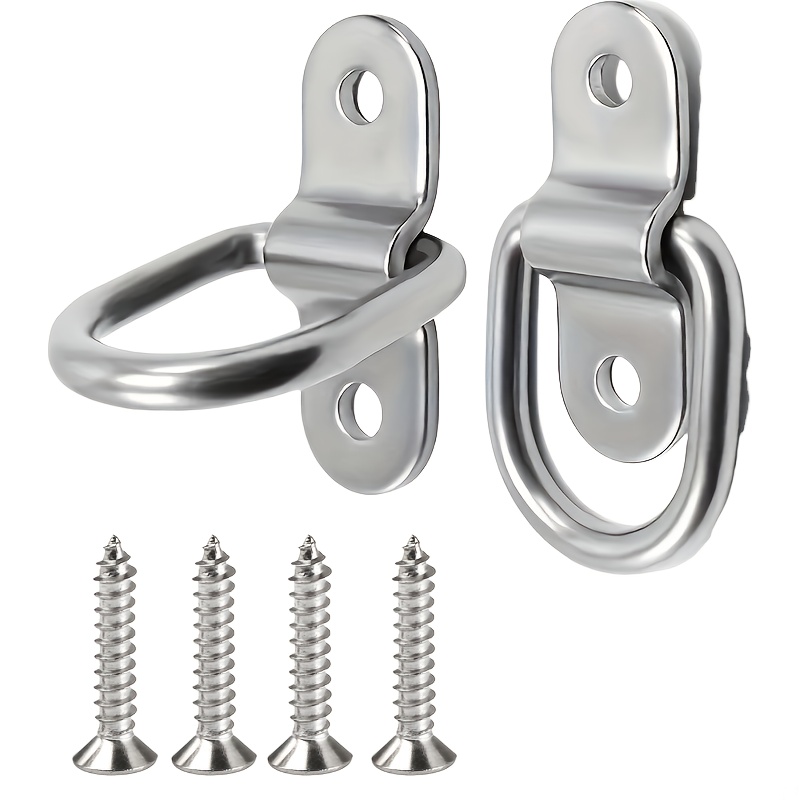 TEMU 6pcs Set Includes 2 Heavy-duty D-ring Straps With Mounting Plates And 4 Mounting Screws - Suitable For Left-side Truck Loading, 544.31kg Load