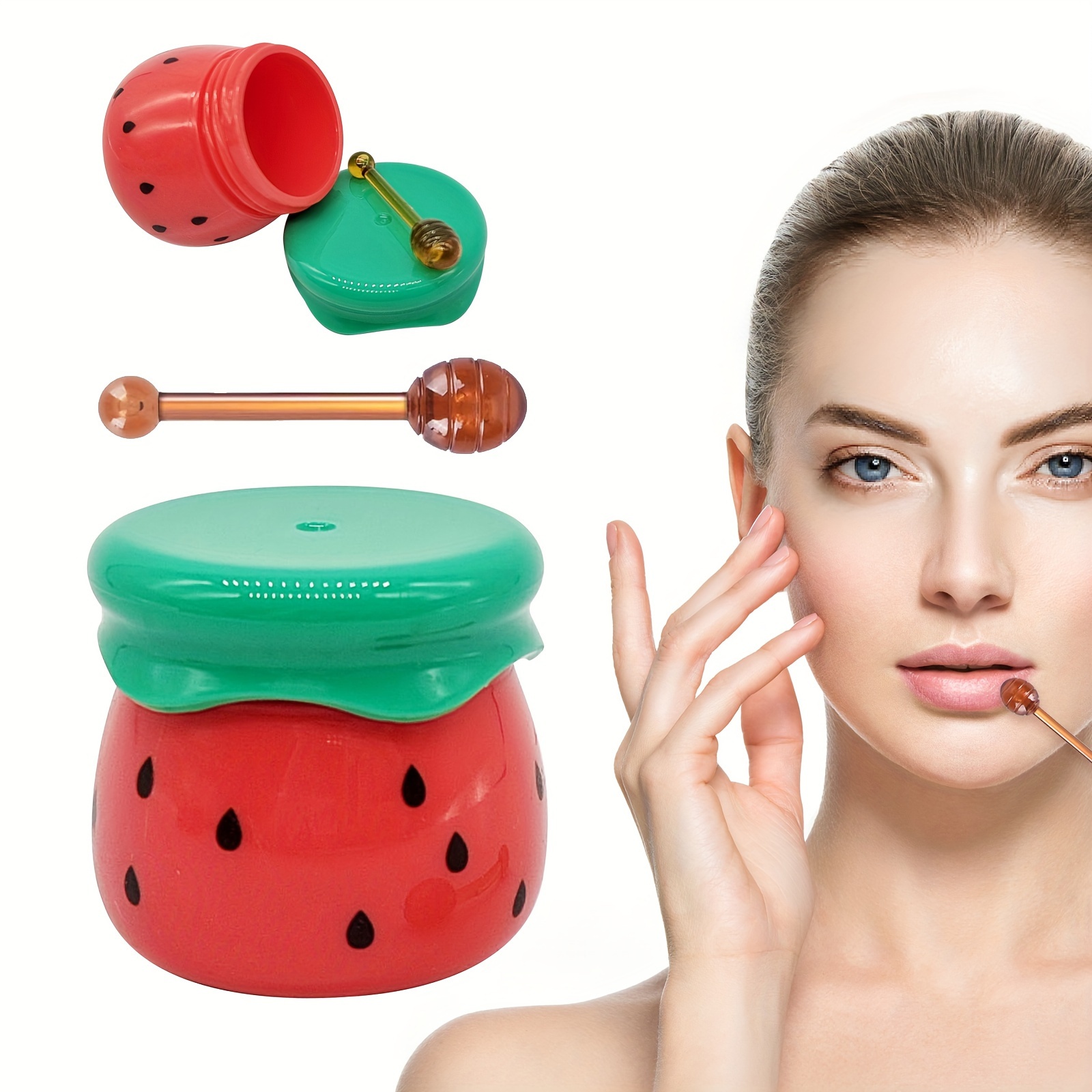 

1pc/3pcs Mini Watermelon Design Refillable Plastic Cosmetic Jars With Twist Lug Closure And Applicator Stick – -free Lip Balm Container For Lipstick, Gloss, Eye Shadow, Creams, Travel & Daily Care