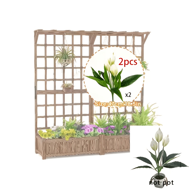 TEMU 2pcs Artificial Simulation Green Pothos/white - White Heart-shaped Flowers With And Green Leaves, Maintenance-free, Perfect For Home